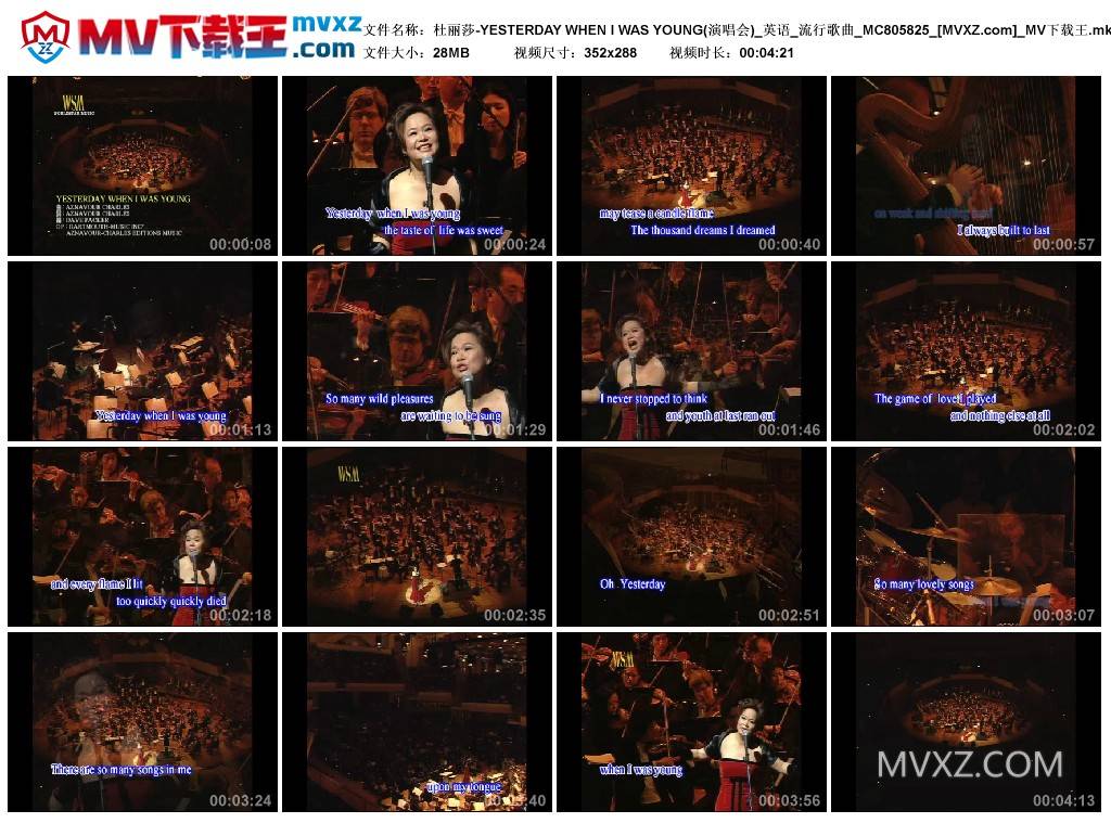 杜丽莎-YESTERDAY WHEN I WAS YOUNG(演唱会)_英语_流行歌曲_MC805825